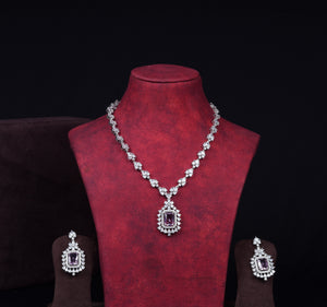 Zircon Necklace Set with Lavender Center Stone