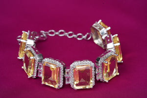 Semi precious yellow stones bracelet bordered with Zircon diamondsStudio6Jewels