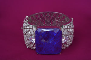 zircon diamonds with big blue stone openable braceletStudio6Jewels
