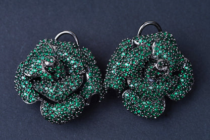 Green Zircon Rose Flower StudsStudio6Jewels
