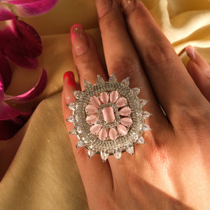 Zircon Diamonds Ring with Pink StonesStudio6Jewels