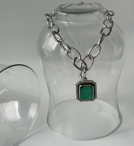 Zircon Chunky Chain Necklace with Green StoneStudio6Jewels