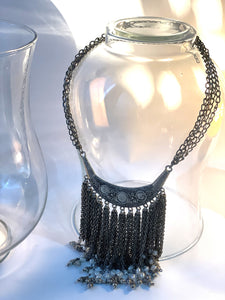 Oxidised Tassel Necklace with PearlsStudio6Jewels