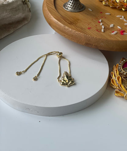 Gold Finish Lord Ganesha Rakhi BraceletStudio6Jewels